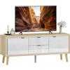 HOMCOM Mobile TV HOMCOM 120 cm, 2 ante lucide, porta TV fino a 55 pollici, 2 cassetti silenziosi, ripiani regolabili, stile moderno, mobile TV per soggiorno, camera da letto, bianco e rovere