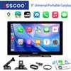 ESSGOO Schermo Touchscreen Universale da 9 Pollici con CarPlay Wireless, Android Auto, AUX, TF, FM, Bluetooth, Controllo Vocale AI, GPS, Mirror Link e SurperLink