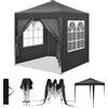 WOLTU Gazebo Pieghevole da Giardino 2x2m con 4 Pareti Laterali, Altezza Regolabile, Protezione UV, Impermeabile, con Borsa per il Trasporto
