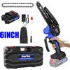 NONE Mini Motosega da 6 Pollici con Batteria, Sega Elettrica Portatile Senza Fili per Tagliare Alberi, Sega da Giardino con 1 Catena, Blocco di Sicurezza, Custodia per il Trasporto