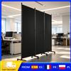 Warmom Paravento Pieghevole a 3 Pannelli con Ruote, Struttura in Ferro Rinforzato e Tessuto in Poliestere, Divisorio Mobile Alto 1,8 m, Configurabile come 1/2/3 Pannelli a L o a W, Ruote Bloccabili con