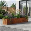 NONE Fioriera rialzata, effetto ruggine, 320x40x45 cm, in acciaio Corten. Resistente vaso per giardino domestico e balcone