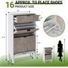 NONE Scarpiera stretta con 3 ante e design anti-ribaltamento, porta scarpe da 16 paia con ripiani regolabili e effetto rattan, cassettiera porta scarpe con gambe in metallo per ingresso o guardaroba,