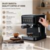 NONE Macchina per Espresso 20 Bar con Touchscreen Intelligente 360 ° Scaldabevande a Vapore Singolo/Doppio da 1.8L Nero