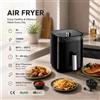 NONE Friggitrice ad Aria 4L con Finestra Trasparente, 1200W, 80% Meno Olio, 4-in-1, Antiaderente, Lavabile in Lavastoviglie, Certificata CE, Nera