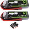 OVONIC Batteria Lipo OVONIC 3S 50C 3000mAh 11.1V con Connettore Dean e Tester di Tensione Lipo per Aeromodelli RC, Elicotteri, Quadricotteri, Aerei in Scala, Jet EDF