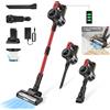 NONE Aspirapolvere senza fili portatile 8 in 1 con potente aspirazione 15000Pa motore 130000 giri, corpo rosso dotato di luce LED, batteria 3000mAh per pulizia casa, tappeto, divano, scale e interno auto