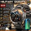 GUHUAVMI Smartwatch in lega di grado militare, 1400mAh, lunga durata in standby, impermeabile, SOS, torcia di emergenza, chiamate BT, orologio sportivo da esterno per uomo