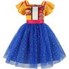 KLFLGD Abito Casual Popolare per Bambine 2026 con Piccole Maniche a Volant e Gonna in Tulle, Adatto per Bambine dai 3 ai 10 Anni, Abbigliamento Festivo