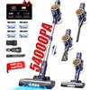 Vortisys Aspirapolvere senza fili, aspirapolvere a bastone da 54 kPa/400 W con 4 filtri HEPA, tubo telescopico, supporto di ricarica a muro, autostante, bocchetta lunga per fessure, aspirapolvere leggero per