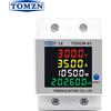 TOMZN Misuratore di Energia DC TOMZN 14-600V 63A, Voltmetro Amperometro Digitale su Guida DIN, Monitor di Potenza Solare Fotovoltaica 4-in-1 con Funzione Reset KWh