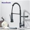 NONE Rubinetto da cucina estraibile per lavello, miscelatore acqua calda e fredda, 2 modalità, con doppio beccuccio, rotazione a 360°, flessibile, montaggio su piano