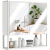 HOMCOM mobiletto da bagno a parete con specchio, mobile da bagno, 2 ante a specchio, ripiano aperto 60x16x60 cm Bianco