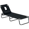 HOMCOM Outsunny HOMCOM Sedia a sdraio da giardino pieghevole lunga nera per lettura e prendisole
