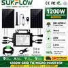 Sukflow Micro Inverter SUKFLOW 1200W Zero Export, Inverter Solare Grid-Tie Dual MPPT 230V IP67 Impermeabile con Monitoraggio WiFi per Balcone
