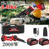 NONE Potente Motosega Mini da 2000W, 8 Pollici, a Batteria Senza Fili, con 1 Flacone Olio, 2 Catene, Barra Guida, Blocco di Sicurezza, 2 Batterie da 4000mAh, Sega per Legno/Alberi da Giardino