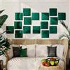 ua acoustics Set di 4 Pannelli acustici decorativi da parete in morbido velluto | Piastrelle fonoassorbenti e insonorizzanti | Pannelli morbidi | [4x Square (25x25cm) | Verde]