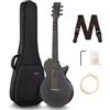 Enya Nova Go Chitarra Acustica 33 Pollici Fibra di Carbonio Integrale Modellato Mini Chitarra Starter Kit con Custodia per Chitarra e Tracolle per Chitarra (Nero)
