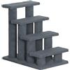 PawHut Scaletta per Cani e Gatti a 4 Gradini con Rivestimento in Peluche, 61x41x60 cm, Grigio