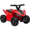 AIYAPLAY Quad Elettrico per Bambini 6V, Marce Avanti, 2 km/h, per 18-48 Mesi, Portata 25 kg, Interno ed Esterno, Rosso | Aosom Italy