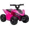 AIYAPLAY Quad Elettrico per Bambini 6V, Marce Avanti, 2 km/h, per 18-48 Mesi, Portata 25 kg, Interno ed Esterno, Fucsia | Aosom Italy