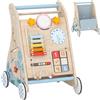 AIYAPLAY Carrello Primi Passi in Legno con Pannello Attività Bifacciale Rimovibile, per Bambini 1-3 Anni | Aosom Italy