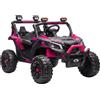 AIYAPLAY UTV Macchina Elettrica Bambini 24V 2 Posti, 2 Motori 120W, Batteria al Litio, Telecomando, Sospensioni, Rosa | Aosom Italy