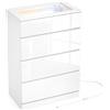 HOMCOM Cassettiera Moderna 4 Cassetti Con Luci LED, 60x40x90 cm, Bianca | Aosom Italy