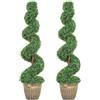 HOMCOM Set 2 Piante Finte di Bosso a Spirale 120cm con Vaso Incluso, per Decorazione Interno ed Esterno, Verde | Aosom Italy