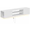HOMCOM Mobile TV Sospeso, Mobile Porta TV Fino a 65" con Ripiano Regolabile, Luci LED RGB, Prese di Corrente, Bianco | Aosom Italy