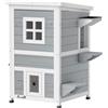 PawHut Cuccia per Gatti in Legno Impermeabile a 2 Piani con Tetto Apribile, 51x51x81.3cm, Grigio | Aosom Italy