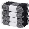 Homaxy Strofinacci da cucina in 100% cotone, motivo a quadri, 33 x 71 cm, super morbidi e assorbenti, per asciugare i piatti, confezione da 4, colore: bianco e nero