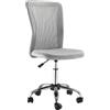 Vinsetto Sedia da Ufficio Ergonomica Senza Braccioli in Tessuto a Rete, Altezza Regolabile e 5 Ruote, Grigio