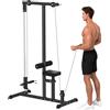 HOMCOM Stazione Fitness Pull Down Multifunzione per Palestra in Casa con Panca Regolabile, in Acciaio 107x120x190cm Nero