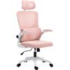 Vinsetto Sedia da Ufficio Regolabile e Reclinabile con Poggiatesta Rimovibile, in Tessuto a Rete, 60x59x114-122 cm, Rosa