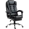HOMCOM Sedia da Ufficio in Pelle finta Nera ad Altezza Regolabile con Schienale Reclinabile a 145¡ã e Poggiapiedi, 64.5x69x109-117cm