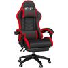 Vinsetto Sedia da Gaming con Altezza Regolabile e Schienale Reclinabile, 65x65x121-129 cm, Nero e Rosso