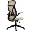 HOMCOM Sedia da Ufficio con Braccioli Ribaltabili, Altezza Regolabile e Schienale Inclinabile, Beige