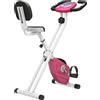 HOMCOM Cyclette Pieghevole con 5 Posizioni Regolabili e 8 Livelli di Resistenza Magnetica, 43x97x109cm, Rosa e Bianco