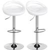 HOMCOM Set 2 Sgabelli da Bar Girevoli con Poggiapiedi, Altezza Regolabile Base in Acciaio Seduta in ABS, Bianco