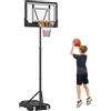 HOMCOM Canestro Basket Altezza Regolabile 160-210cm, Struttura in Acciaio e Base con Ruote, Tabellone in PE Trasparente