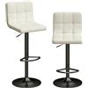 HOMCOM Set 2 Sgabelli da Bar Regolabili con Poggiapiedi, in Finto cuoio e Acciaio, 39.5x44x88-110 cm, Crema