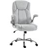 HOMCOM Sedia da Ufficio Ergonomica Effetto Velluto Bianco Crema con Braccioli Ribaltabili, 68x69x110-118 cm