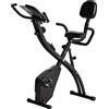 HOMCOM Cyclette Pieghevole 2 in 1, Resistenza Magnetica Regolabile 8 Livelli, Bici da Fitness con Sensore di Frequenza