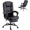HOMCOM Sedia da Ufficio Ergonomica e Reclinabile 150¡ã con Poggiapiedi, in Cotone e Metallo, 65x67x112-122 cm, Nero