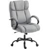 Vinsetto Sedia Ufficio Ergonomica in Tessuto Effetto Lino, Portata 220kg, Girevole, Altezza Regolabile, Grigio Chiaro