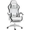 Vinsetto Sedia da Gaming con Altezza Regolabile e Schienale Reclinabile, 65x65x121-129 cm, Bianco e Nero