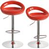 HOMCOM Set 2 Sgabelli da Bar Girevoli con Poggiapiedi, Altezza Regolabile Base in Acciaio Seduta in ABS, Rosso