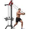SPORTNOW Cable Station da Parete, Macchina con Pulegge Regolabili a 16 Posizioni con Barra Lat Pulldown, Nero