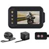 OEM Telecamera da cruscotto per moto, risoluzione HD 720P, doppia fotocamera anteriore e posteriore, angolo di visione di 120°, display da 3,0 pollici, telecomando cablato